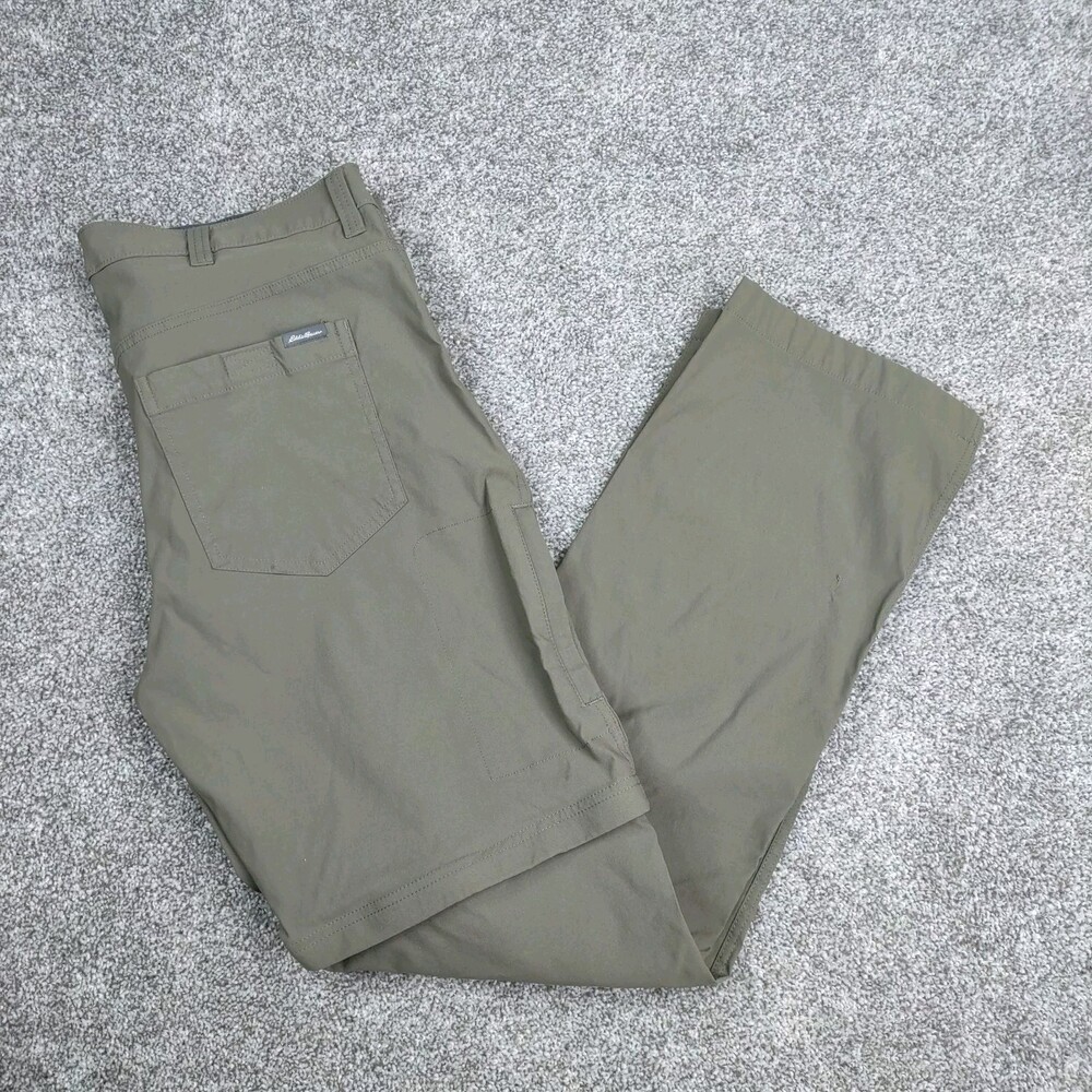Eddie Bauer Pants Shorts Men 40x34 Green Convertible Tech Performance Zip Off
